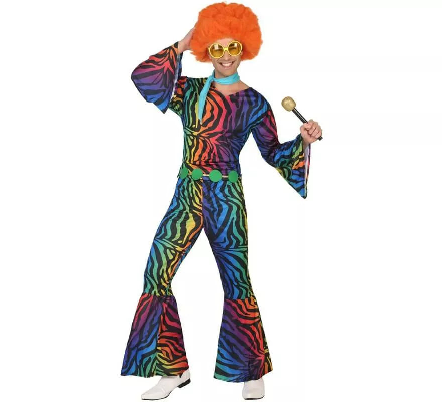 Translation missing: fr.Disfraz Disco con estampado multicolor para hombre