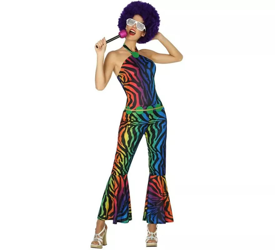 Translation missing: fr.Disfraz Disco con estampado multicolor para mujer