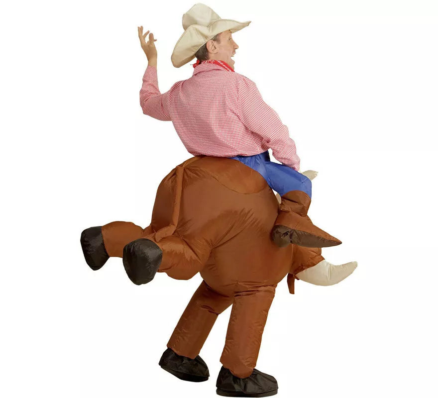 Translation missing: fr.Disfraz Hinchable de Vaquero montando Toro Salvaje para adulto