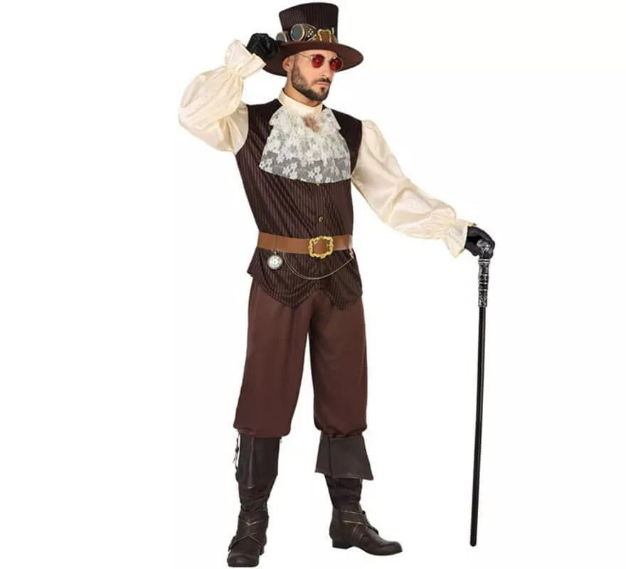 Translation missing: es.Disfraz Marrón Steampunk para hombre