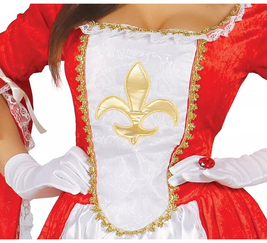 Disfraz Mosquetera Roja con Flor de Lis para Mujer