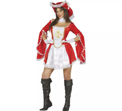 Déguisement de Mousquetaire Rouge Fleur de Lys femme plusieurs tailles