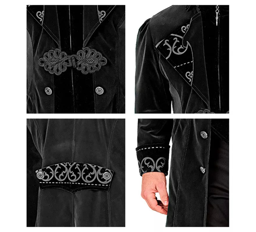 Disfraz o Abrigo Gótico Terciopelo Negro para hombre