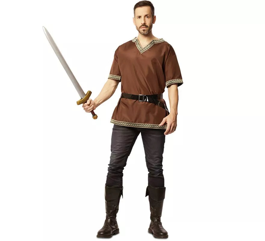 Translation missing: fr.Disfraz o Camisa Medieval Marrón con cinturón para hombre