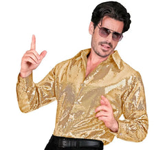 Costume ou chemise de mode dorée à paillettes pour homme