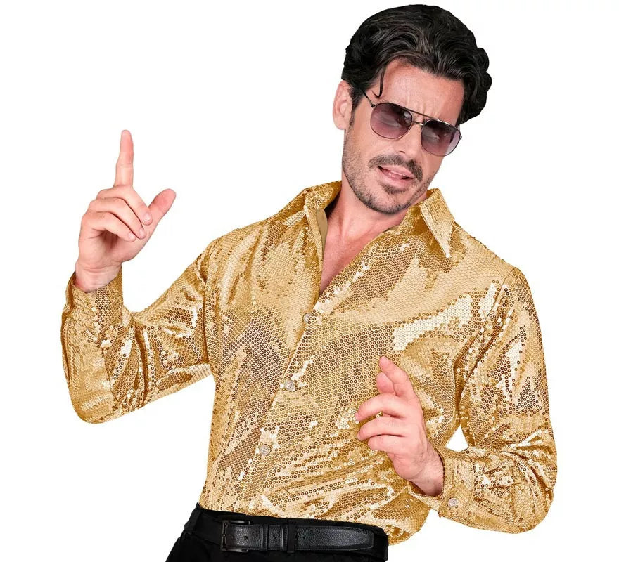 Translation missing: fr.Disfraz o Camisa Moda dorado con lentejuelas para hombre