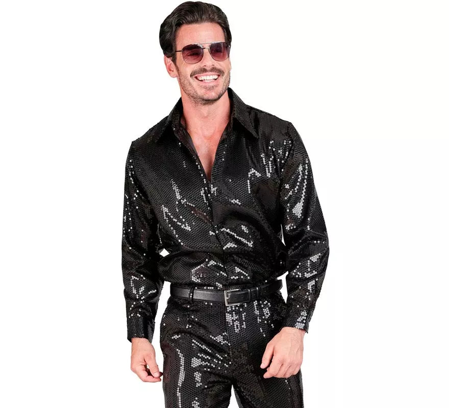 Translation missing: fr.Disfraz o Camisa Moda negro con lentejuelas para hombre