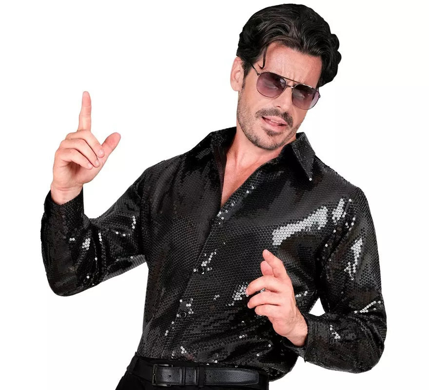 Translation missing: fr.Disfraz o Camisa Moda negro con lentejuelas para hombre