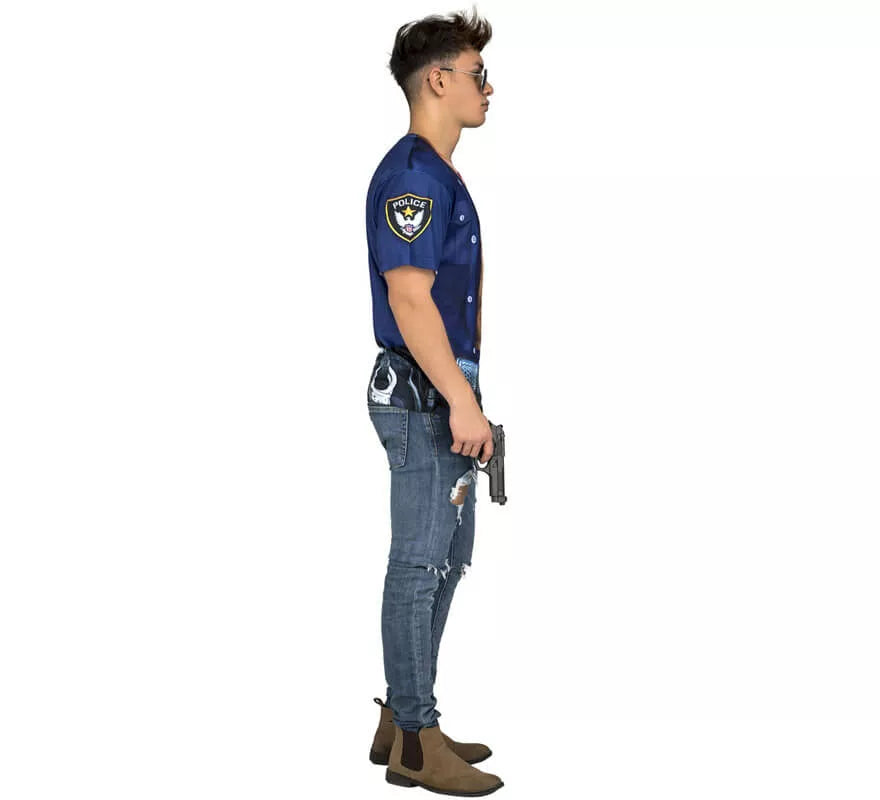 Translation missing: fr.Camiseta disfraz de Policía forzudo para hombre