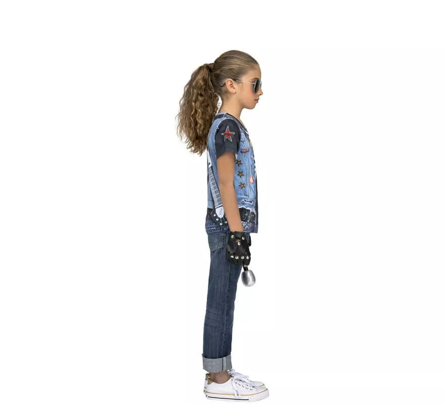 Translation missing: fr.Camiseta disfraz de Rockera Esqueleto para niña