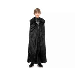 Costume ou cape médiévale de chevalier noir des neiges pour garçon