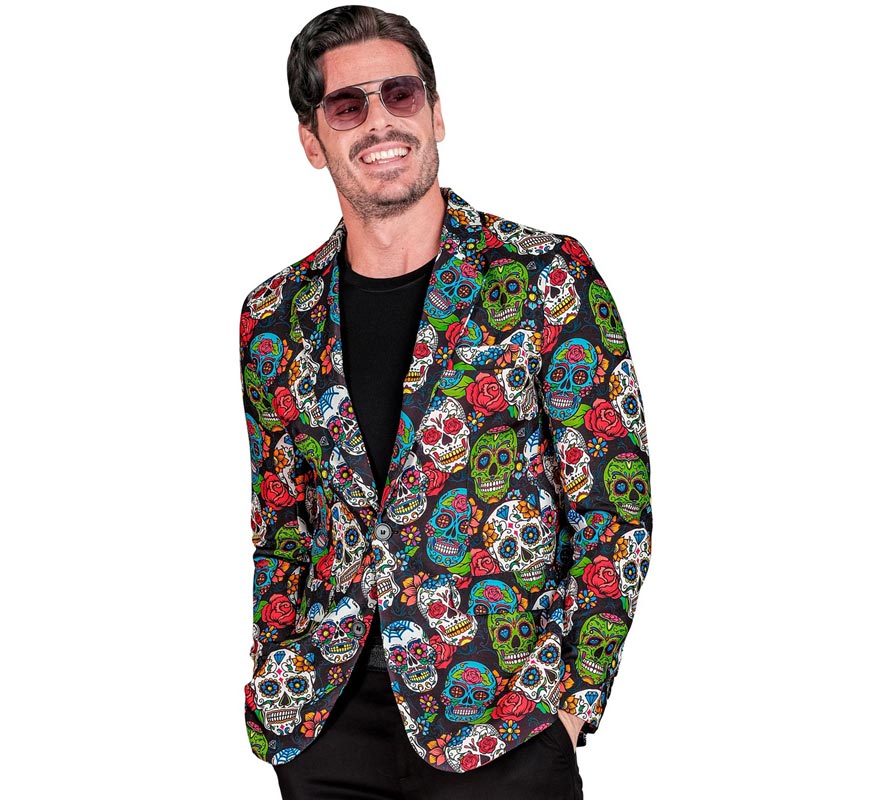 Translation missing: fr.Chaqueta de Día de los Muertos multicolor para hombre