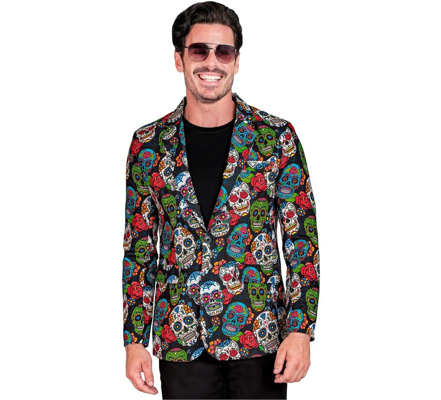 Chaqueta de Día de los Muertos multicolor para hombre