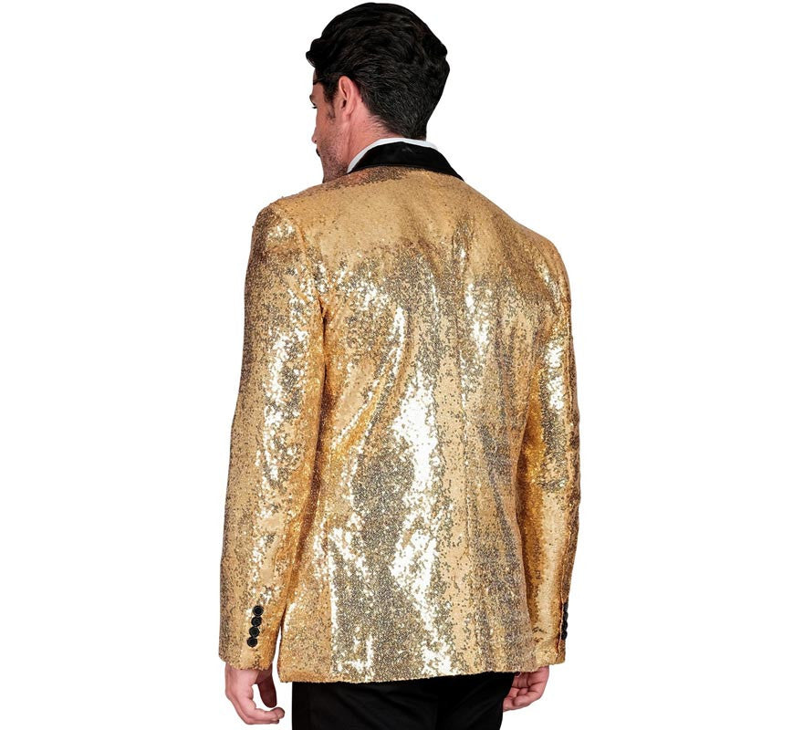 Translation missing: fr.Chaqueta de Fiesta dorado y negro con lentejuelas para hombre