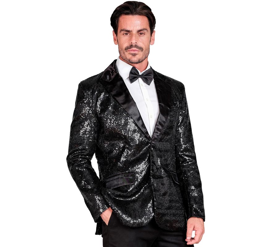 Translation missing: fr.Chaqueta de Fiesta negro con lentejuelas para hombre