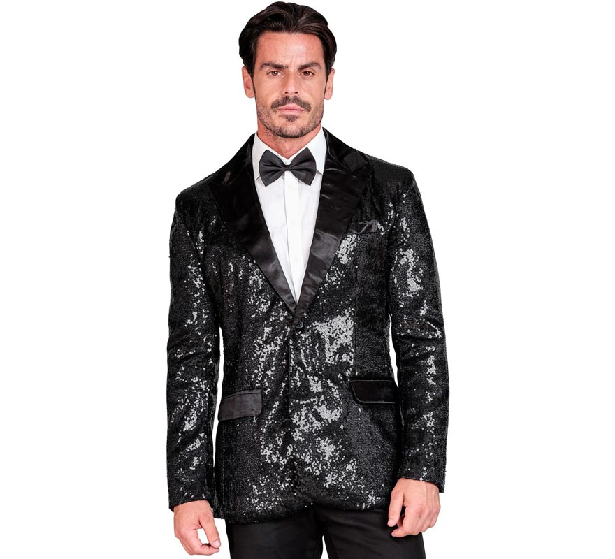 Translation missing: fr.Chaqueta de Fiesta negro con lentejuelas para hombre