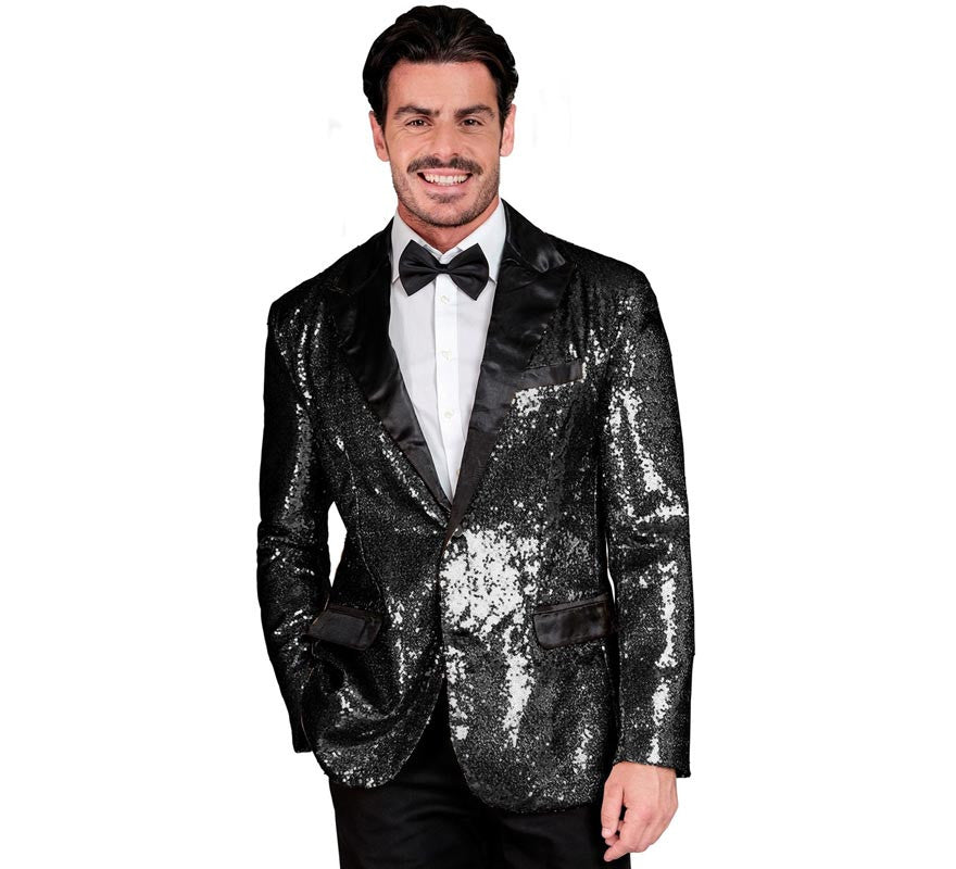 Translation missing: fr.Chaqueta de Fiesta negro con lentejuelas para hombre