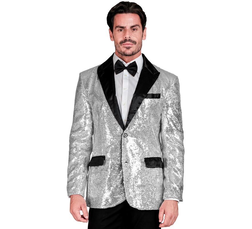 Translation missing: fr.Chaqueta de Fiesta plateado y negro para hombre