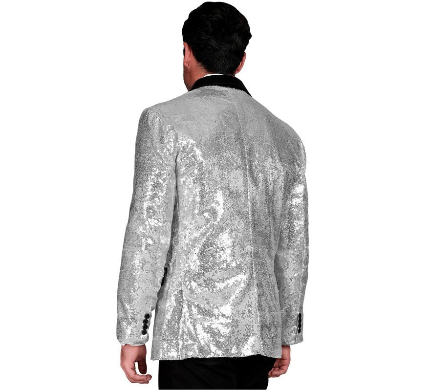 Translation missing: fr.Chaqueta de Fiesta plateado y negro para hombre