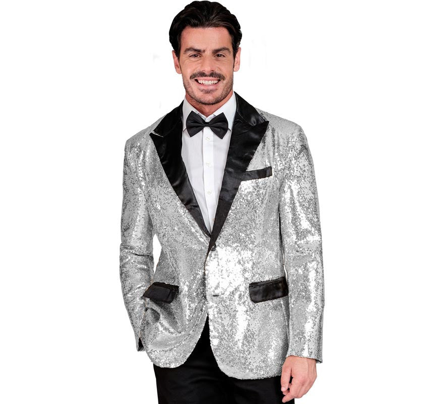 Translation missing: fr.Chaqueta de Fiesta plateado y negro para hombre