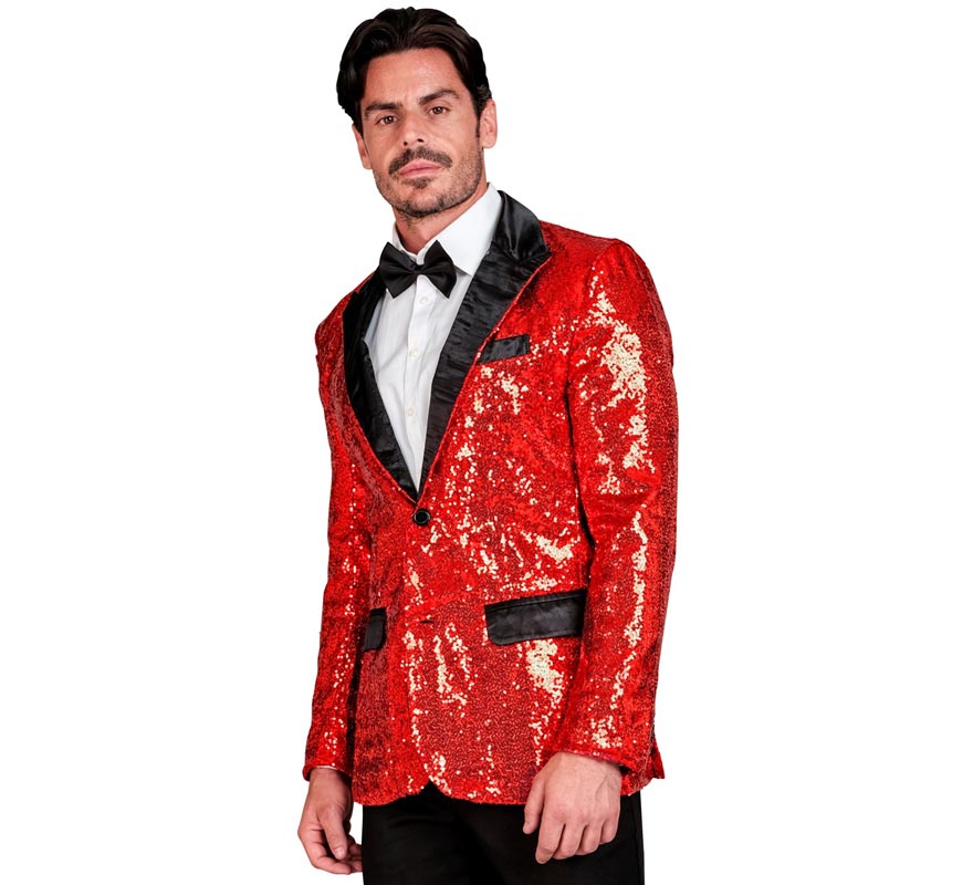 Translation missing: fr.Chaqueta de Fiesta rojo y negro con lentejuelas para hombre