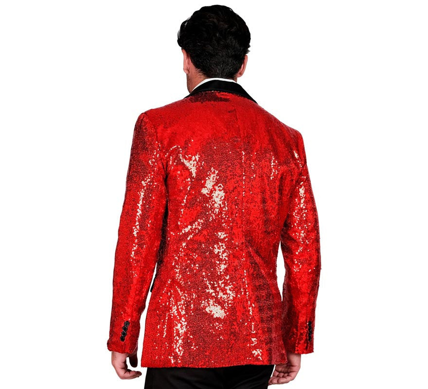 Translation missing: fr.Chaqueta de Fiesta rojo y negro con lentejuelas para hombre