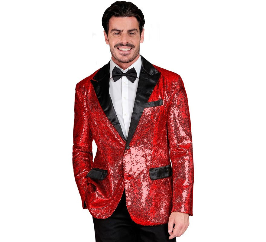 Translation missing: fr.Chaqueta de Fiesta rojo y negro con lentejuelas para hombre