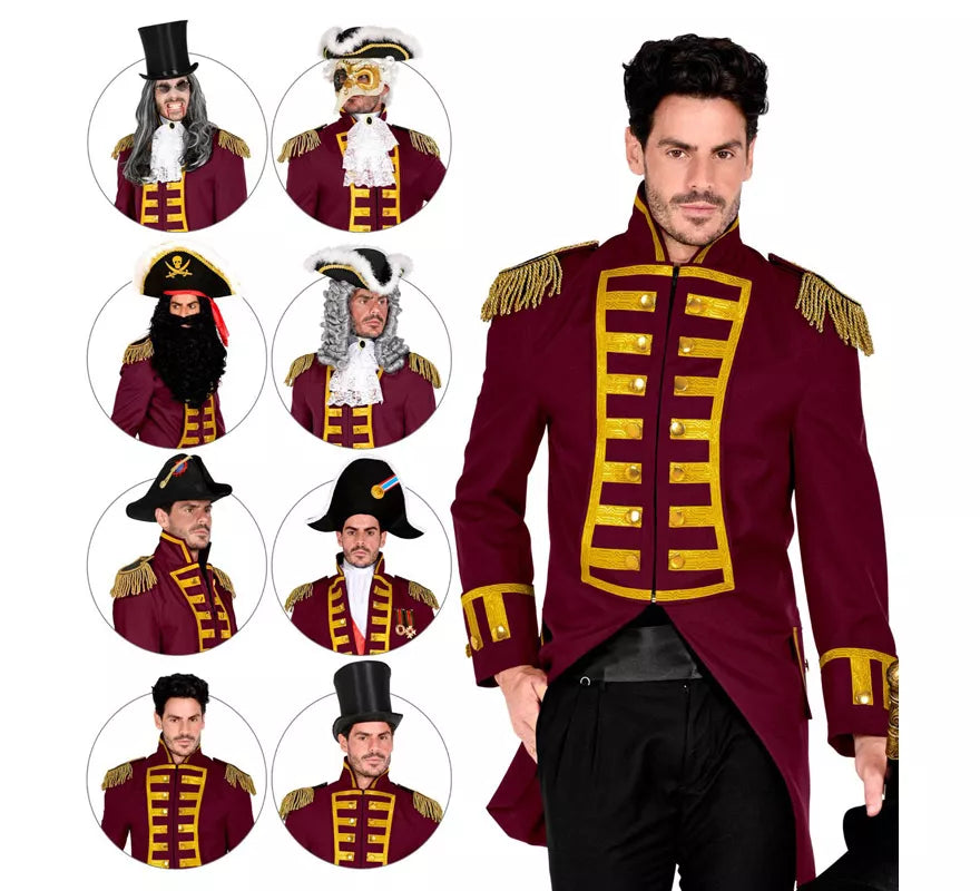 Translation missing: fr.Disfraz o Chaqueta de Frac Burgundy Desfile para hombre