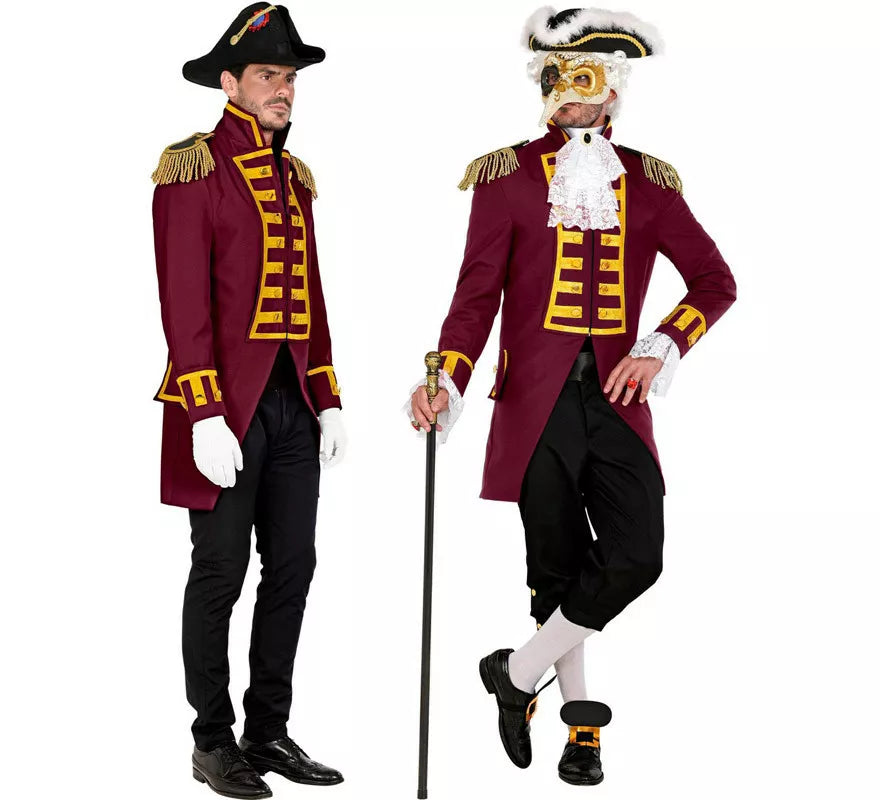 Disfraz o Chaqueta de Frac Burgundy Desfile para hombre