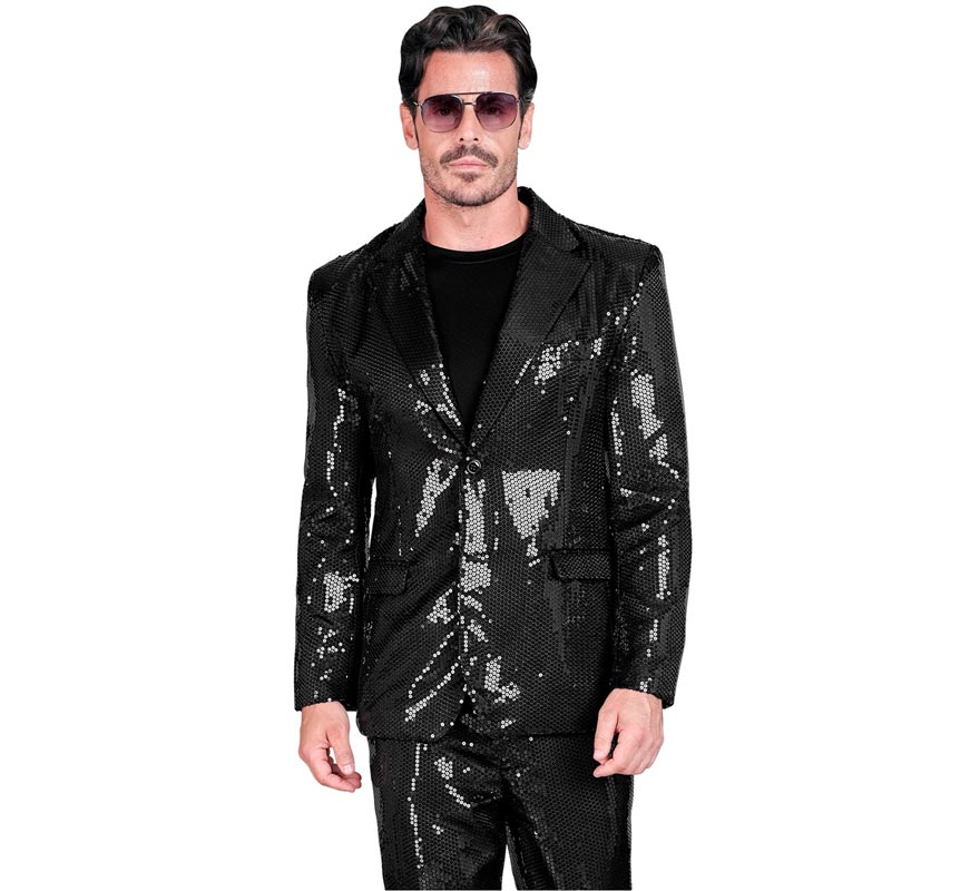 Translation missing: fr.Chaqueta de Moda Disco negra con lentejuelas para hombre