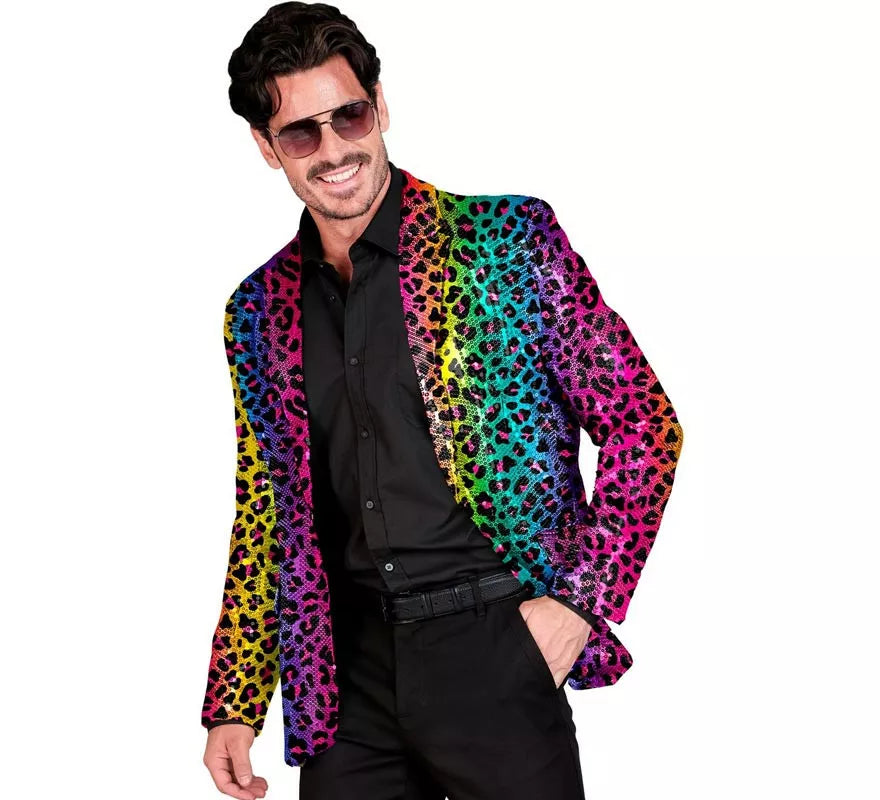 Translation missing: fr.Disfraz o Chaqueta Fiesta animal print leopardo multicolor para hombre