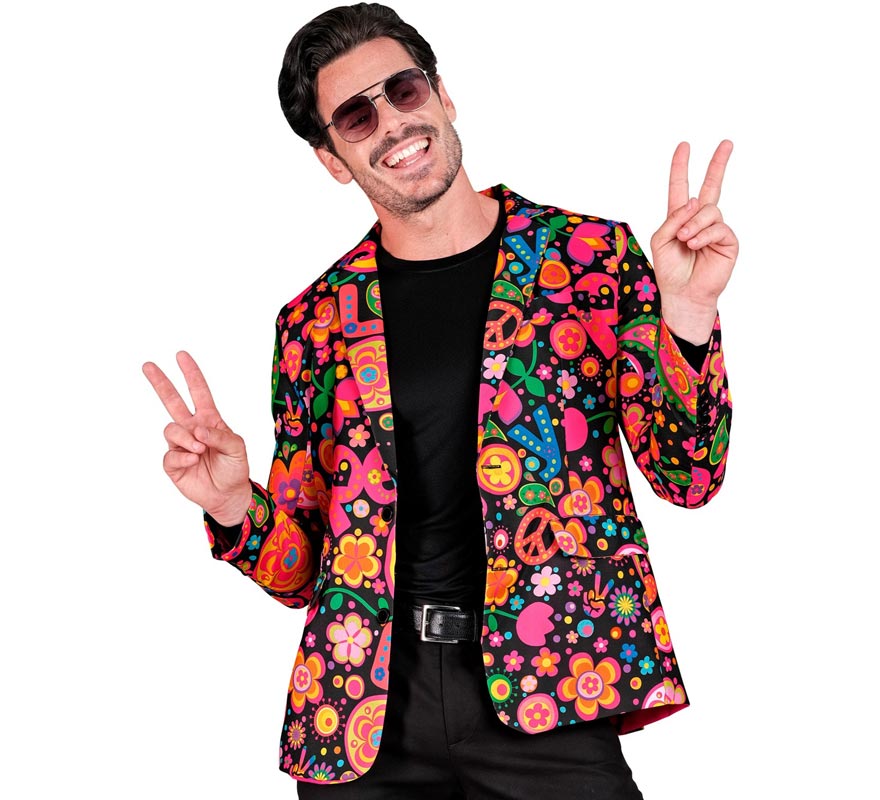 Translation missing: fr.Chaqueta Fiesta Peace Hippie multicolor para hombre
