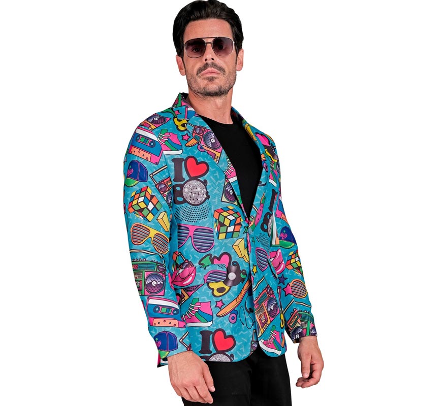 Translation missing: fr.Chaqueta Fiesta Retro años 80 azul para hombre