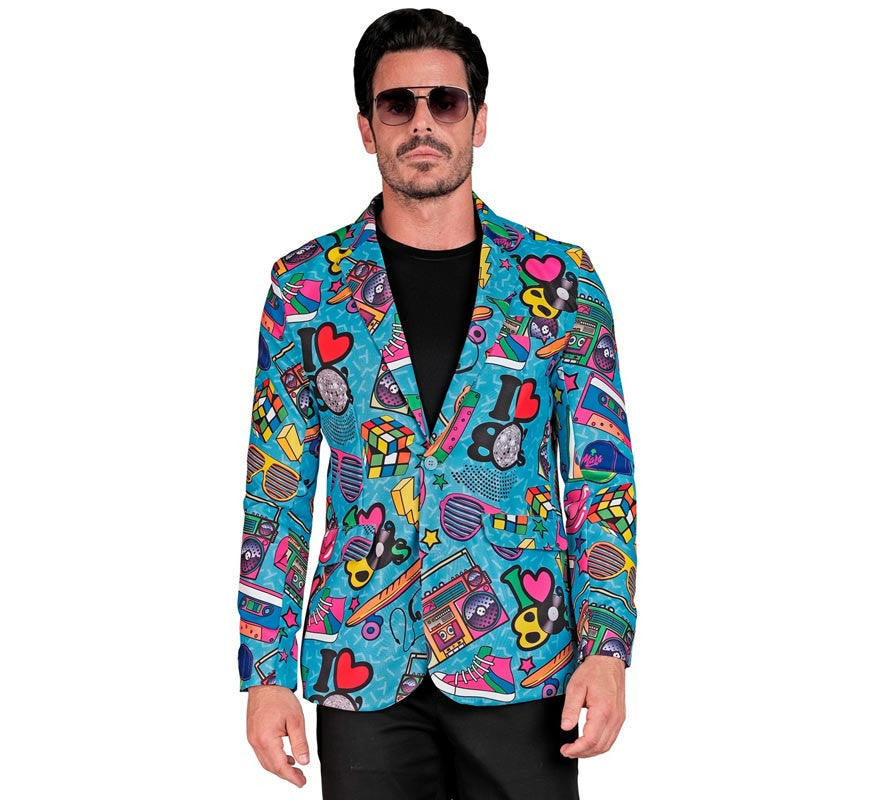 Translation missing: fr.Chaqueta Fiesta Retro años 80 azul para hombre