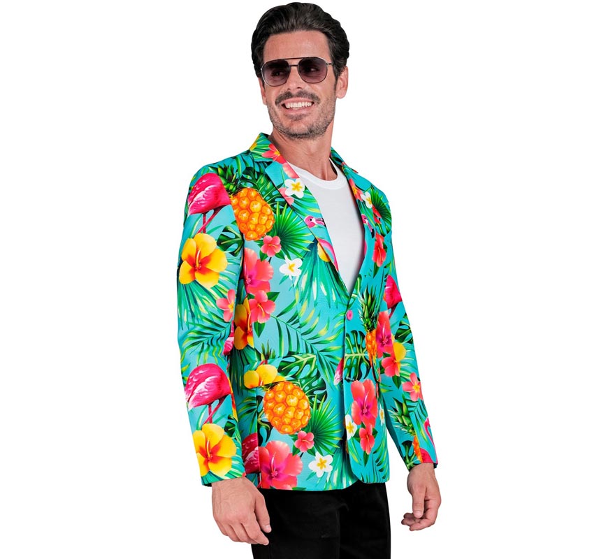 Translation missing: fr.Chaqueta Fiesta Tropical turquesa para hombre