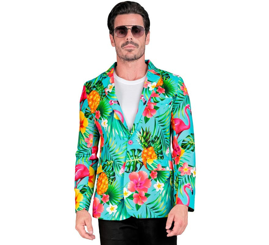 Translation missing: fr.Chaqueta Fiesta Tropical turquesa para hombre