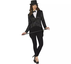 Costume ou frac noir à paillettes pour femme