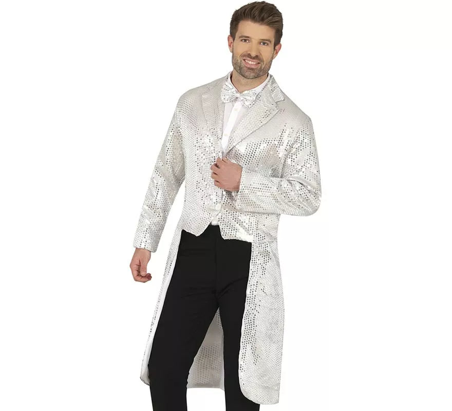 Translation missing: es.Disfraz o Frac con lentejuelas plateado para hombre