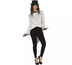 Costume ou Frac à paillettes argentées pour femme