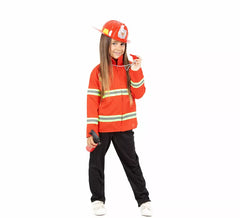 Costume ou kit de pompier pour enfants : veste, casque, sifflet et extincteur