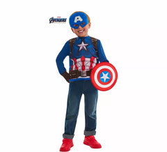 Costume ou kit Captain America pour garçon : t-shirt, bouclier, masque et gants