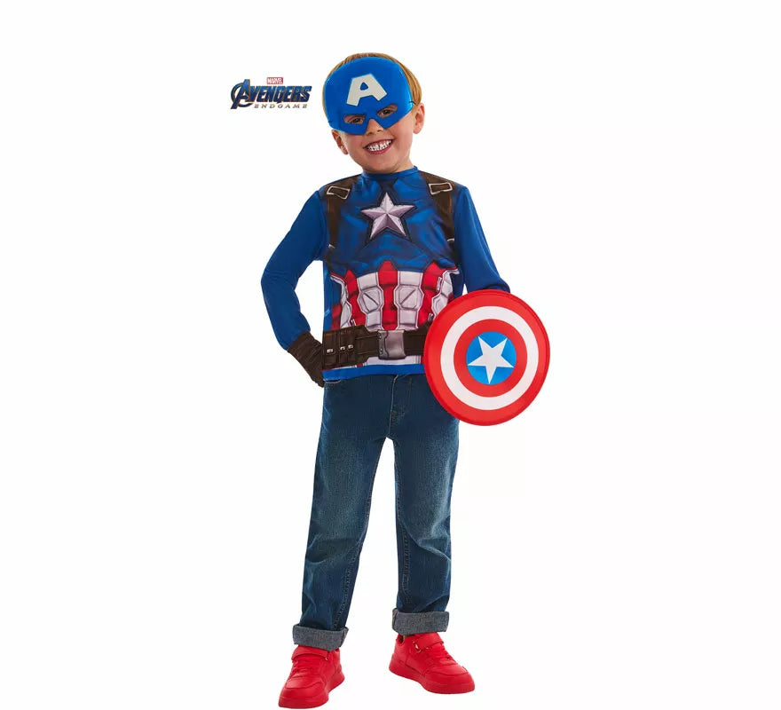 Translation missing: fr.Disfraz o Kit de Capitán América para niño: Camiseta, Escudo, Máscara y Guantes