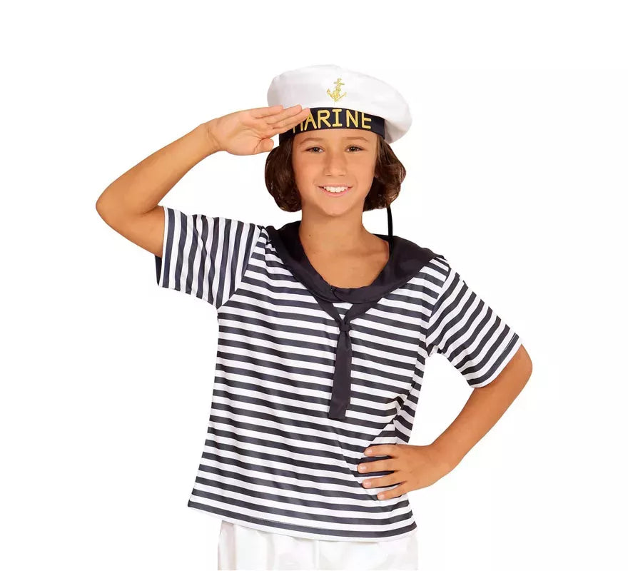 Translation missing: fr.Disfraz o Kit Marinero Clásico a Rayas Infantil: Camiseta y Gorra