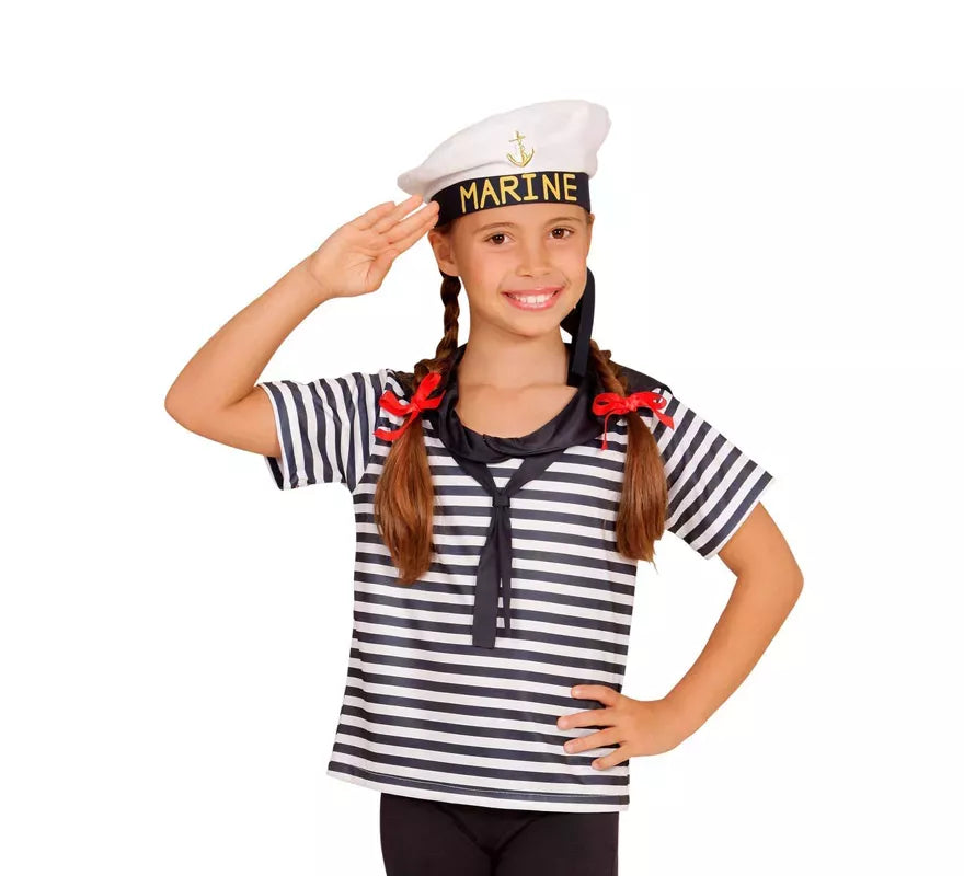 Translation missing: fr.Disfraz o Kit Marinero Clásico a Rayas Infantil: Camiseta y Gorra