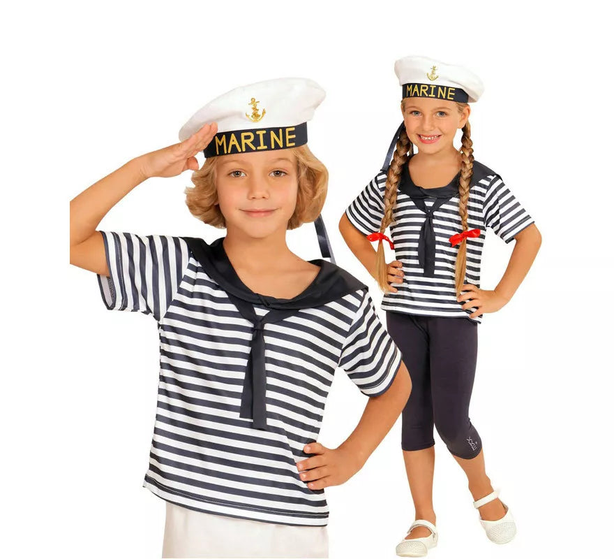 Translation missing: fr.Disfraz o Kit Marinero Clásico a Rayas Infantil: Camiseta y Gorra