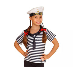 Costume ou kit de marin rayé classique enfant : T-shirt et casquette