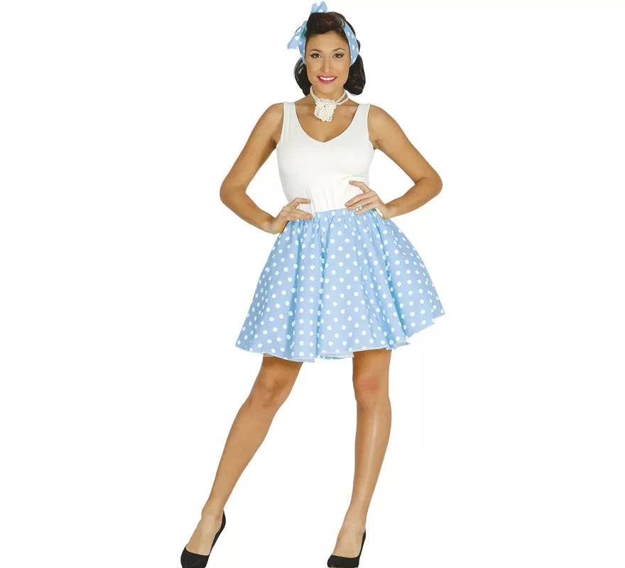 Translation missing: fr.Disfraz o Kit Pin Up de los 50 Azul para mujer: Falda y Lazo