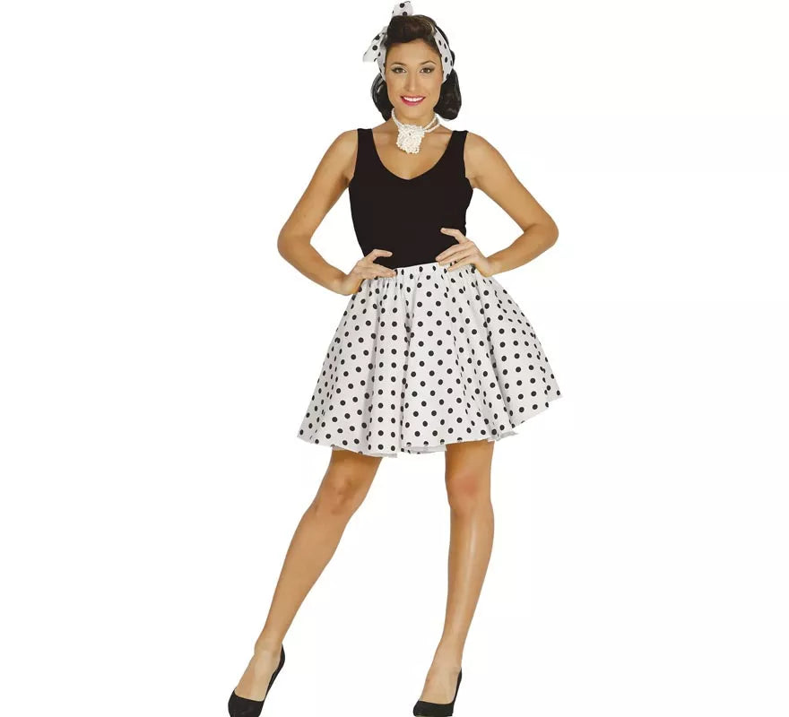 Translation missing: fr.Disfraz o Kit Pin Up de los 50 Blanco para mujer: Falda y Lazo