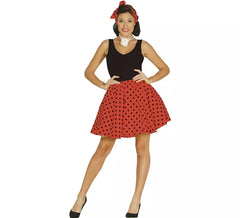 Costume ou kit Pin Up rouge années 50 femme : jupe et nœud