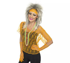 Déguisement Pop Années 80 Orange: T-shirt, Gants et bandeau